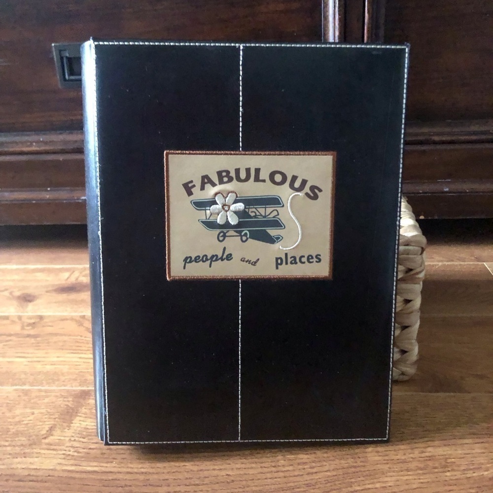 Black Leather bonded embroidered photo album